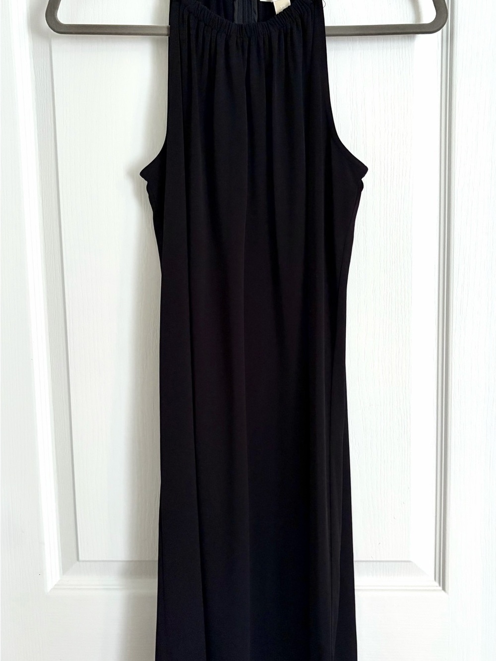 Michael Kors Black Sleeveless Halter Mini Dress with Gathered Neck